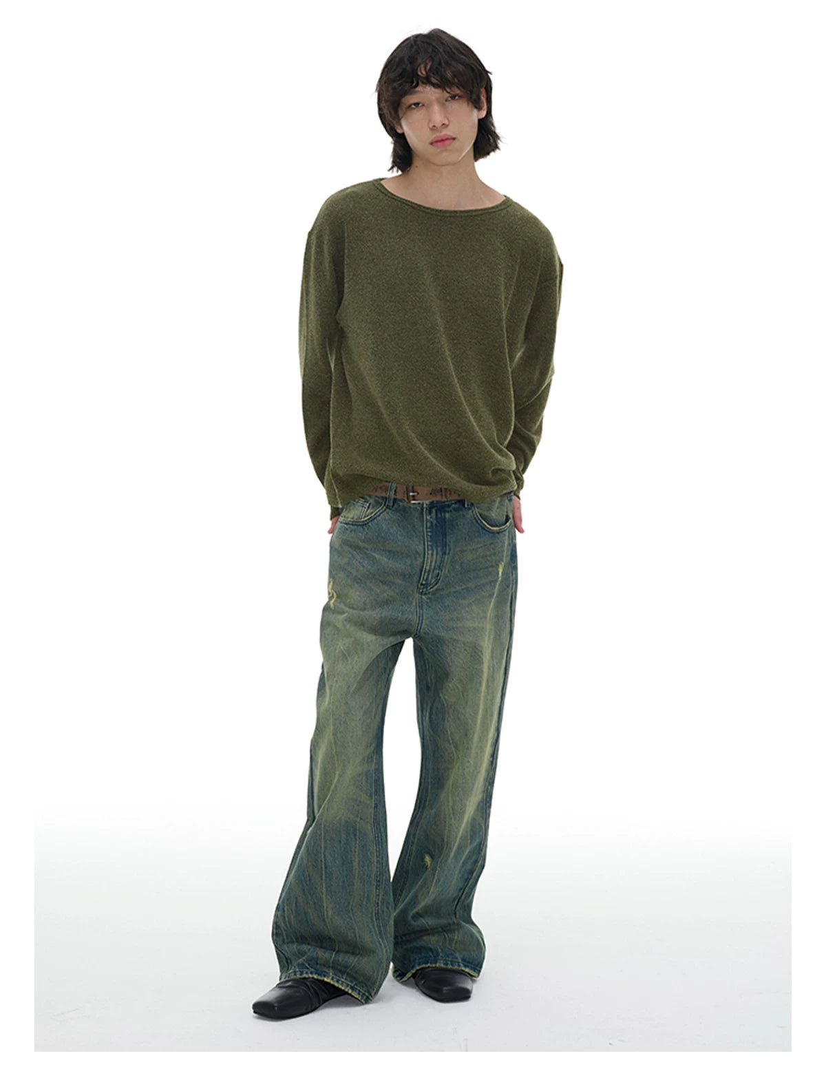 Ribbed Boat Neck Long Sleeve Tops