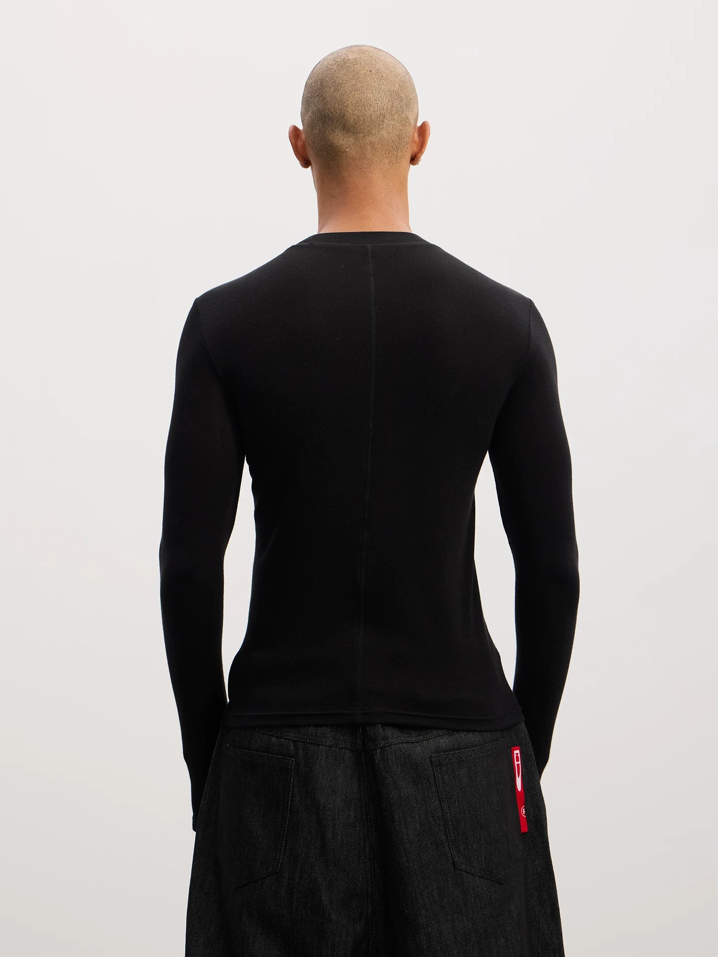 Long-sleeve Opium Print Slim Wool-blend Tee