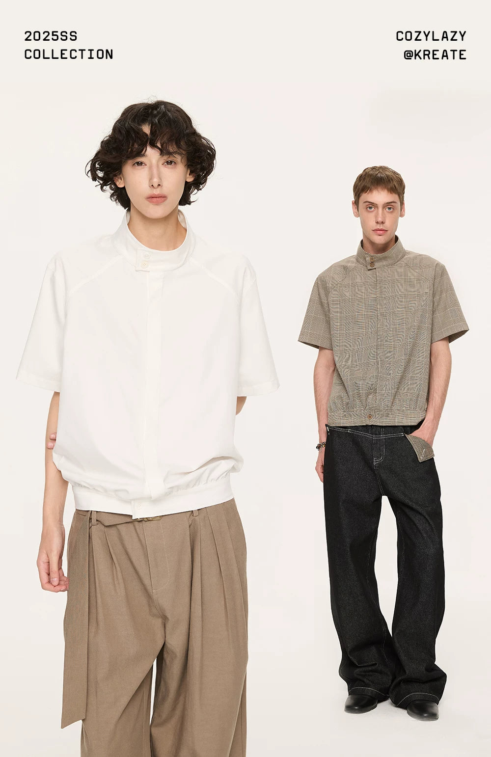 White Short Sleeve Harrington Houndstooth Shirt