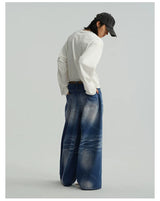 Icy Blue Vintage Coated Baggy Jeans