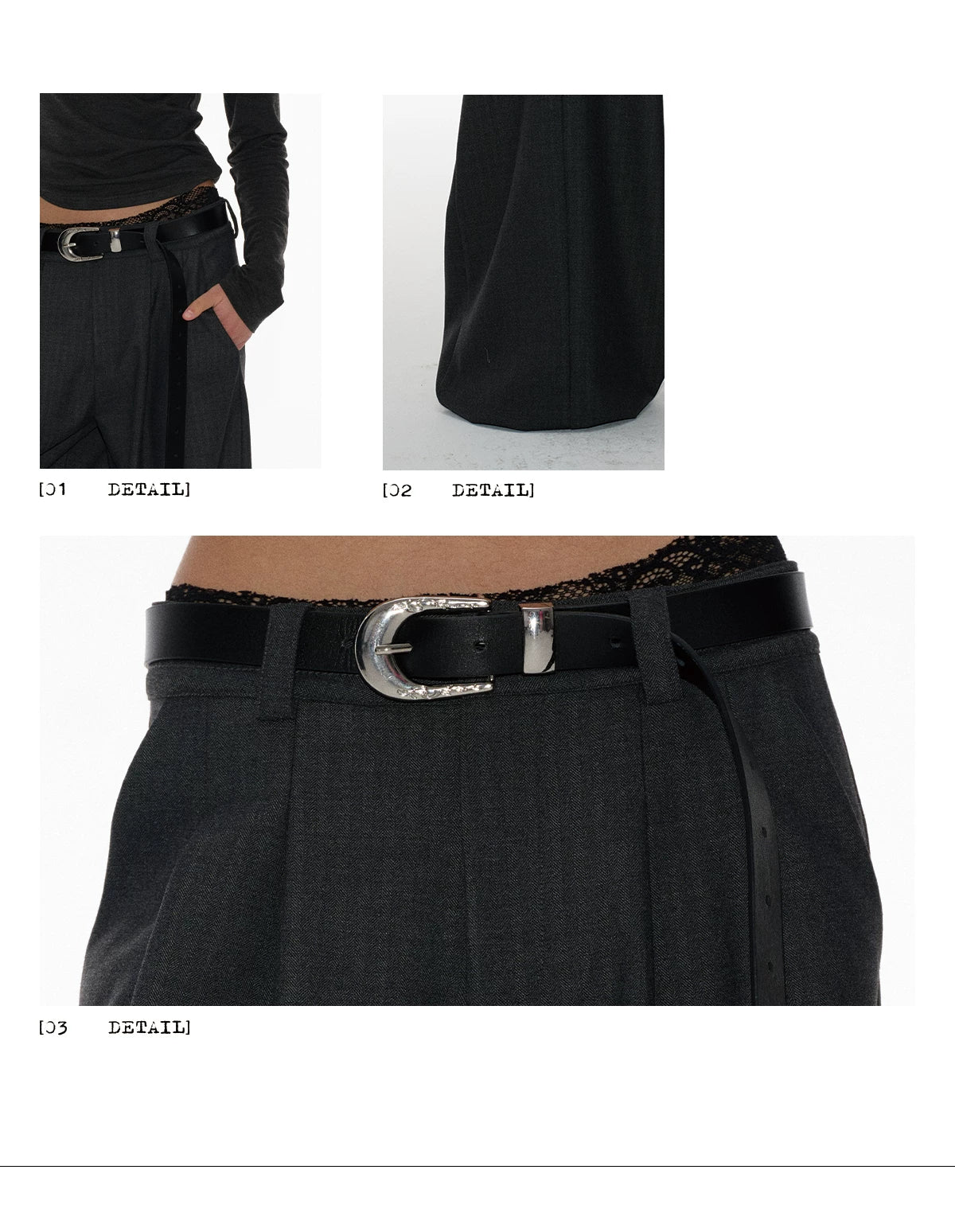 Women's Herringbone Pleated Wide Leg Pants