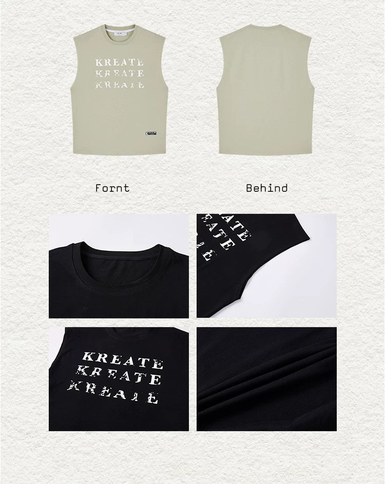 Distressed Print Cotton Tank Tops