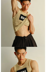 Stretchy Frayed Printed Tank Tops