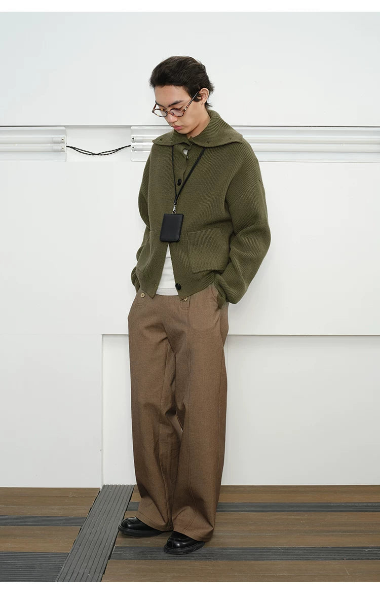 Men's High Neck Wool Cardigan
