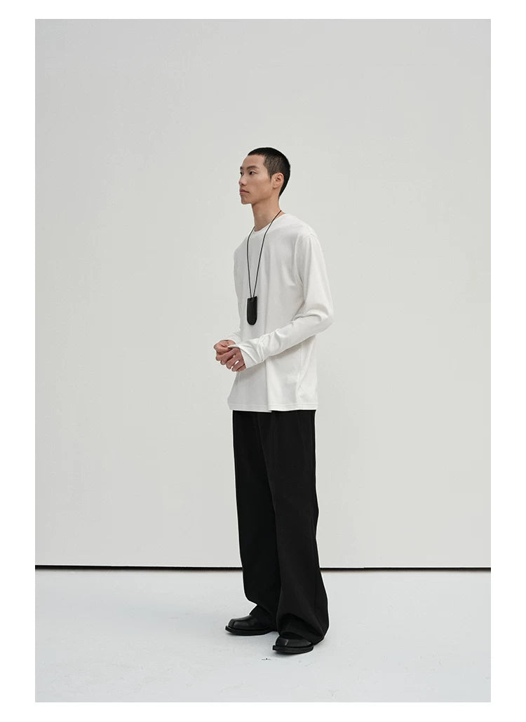 Waist-Adjustable Striped Flared Merino Wool Pants