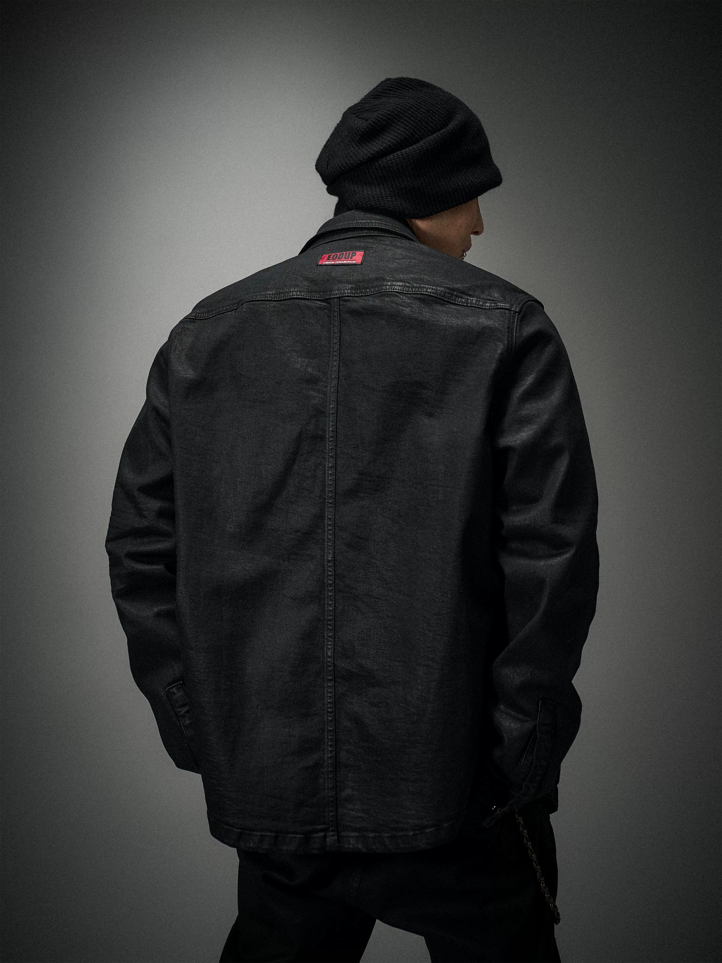 Dark Waxed Oversized Denim Shirt Jacket