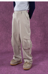 Men's Pink Beige Multi-pocket Cargo Pants