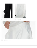Dual Pocket Pleated Straight Flared Pants
