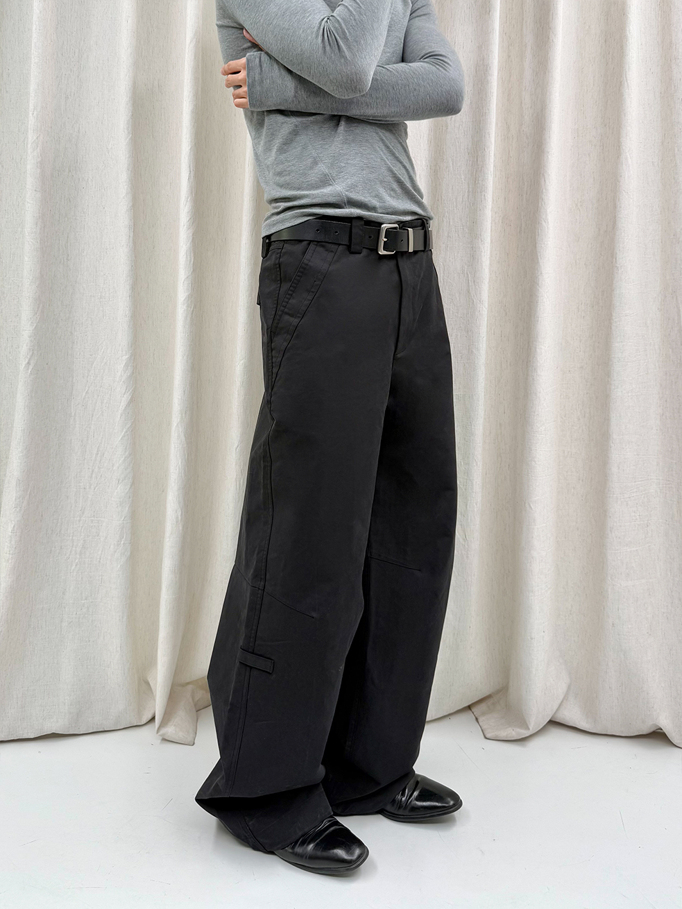 Black Gray Lightweight Washed Parachute Pants