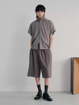 Ruffled Collar Cotton Linen Buttoned Shirt