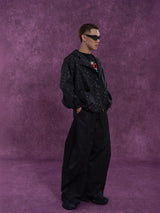 Black Polka Dot Hooded Windproof Jacket