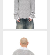 Argyle Knit Wool Blend Polo Sweater