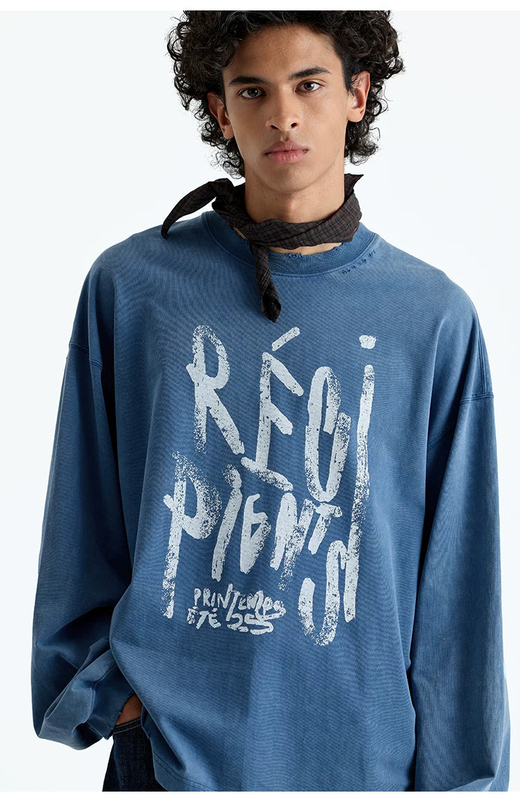 230g Cotton Distressed Letter Print Tee
