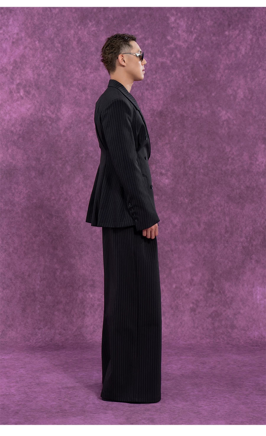 Casual Black Striped Padded Blazers