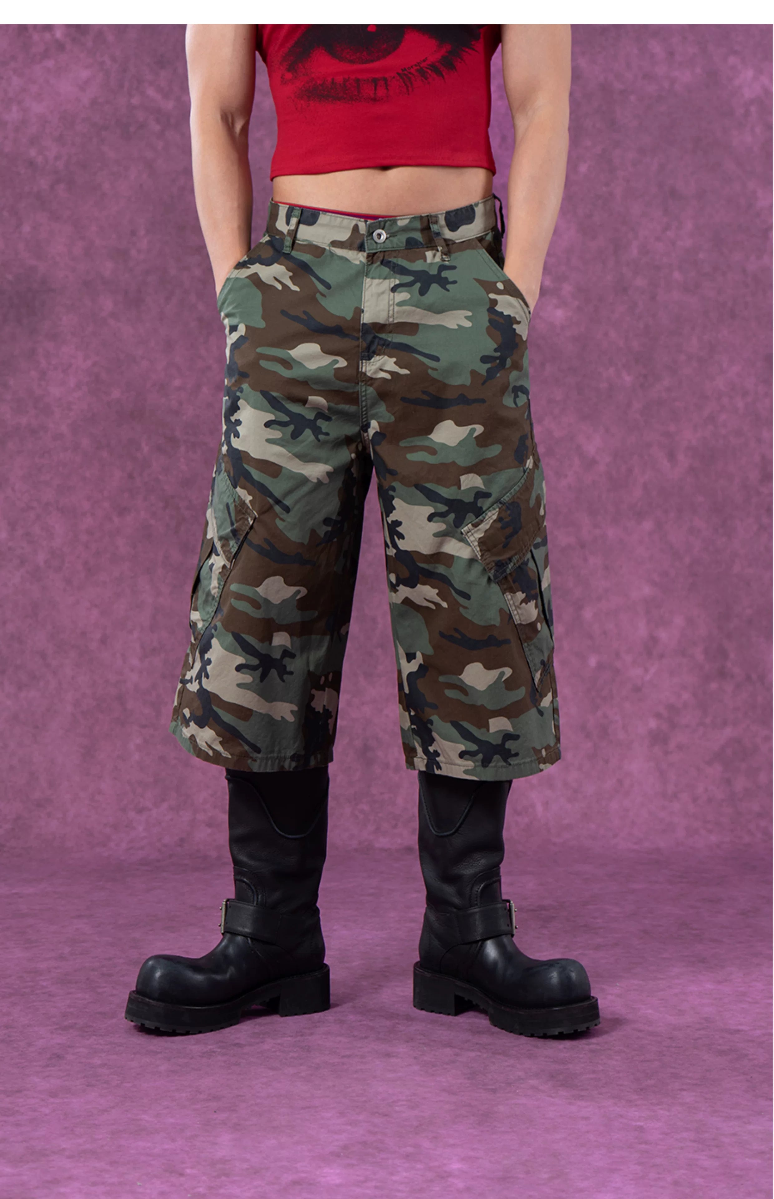 Seven-inch Pocketed Camo Vintage Cargo Shorts