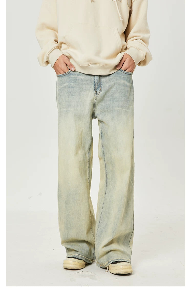 Men's Vintage Washed Loose Straight Jeans