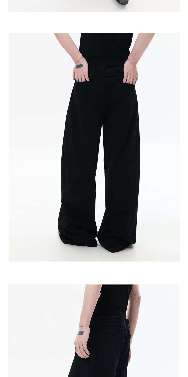 Loose Black Pleated Wide Leg Sweatpants
