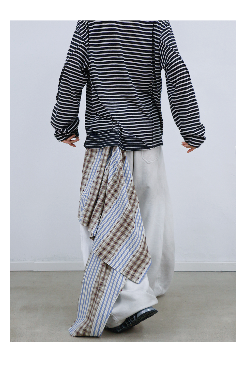 Detachable Distressed Ripped Striped Patchwork Sweatpants
