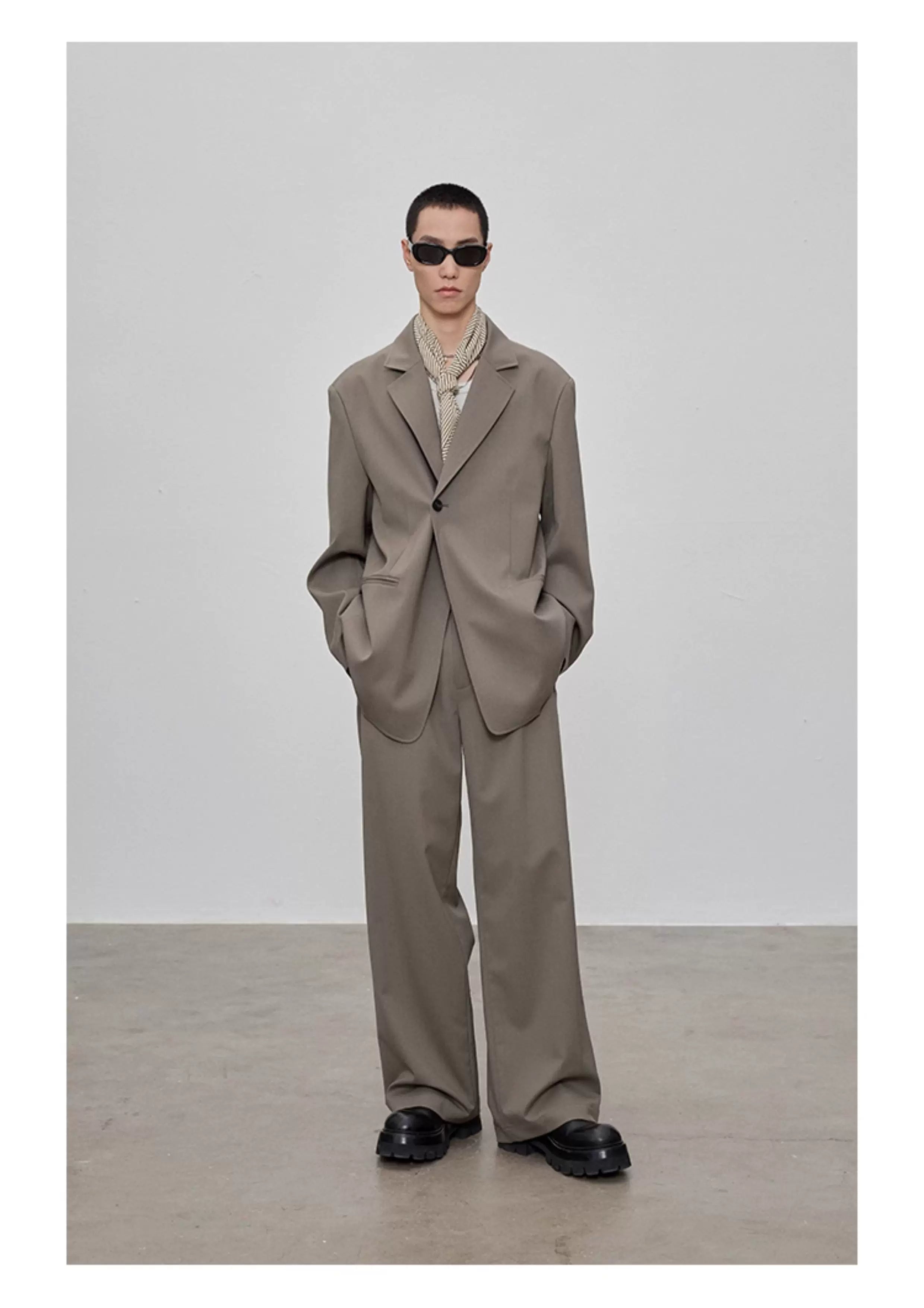 Adjustable Waist Wool Blend Dress Pants