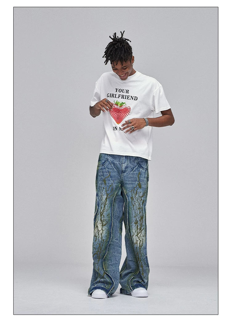American Wide-Leg Washed Dirtyfit Jeans