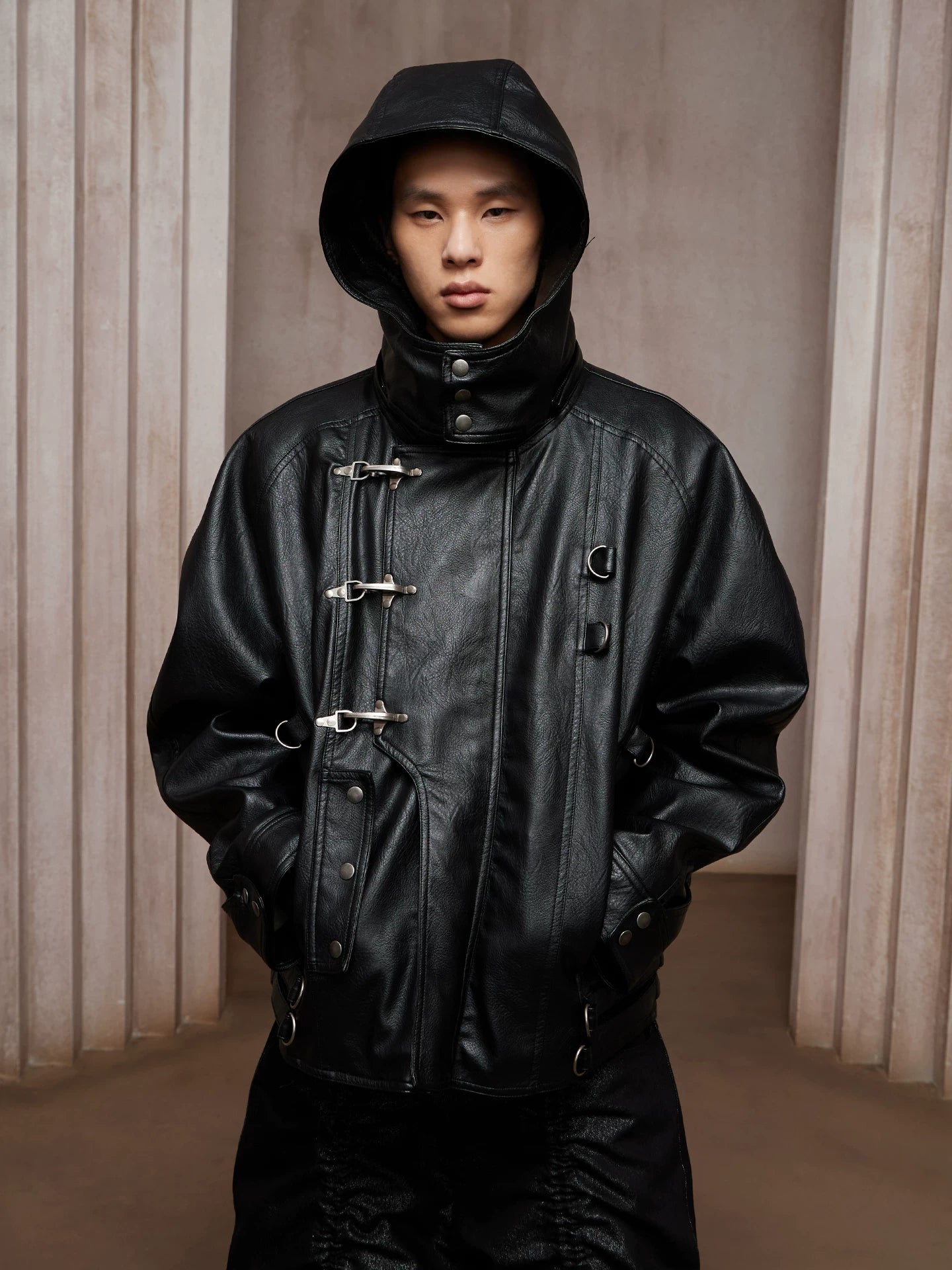 American Fur-lined Hooded Leather Biker Jacket