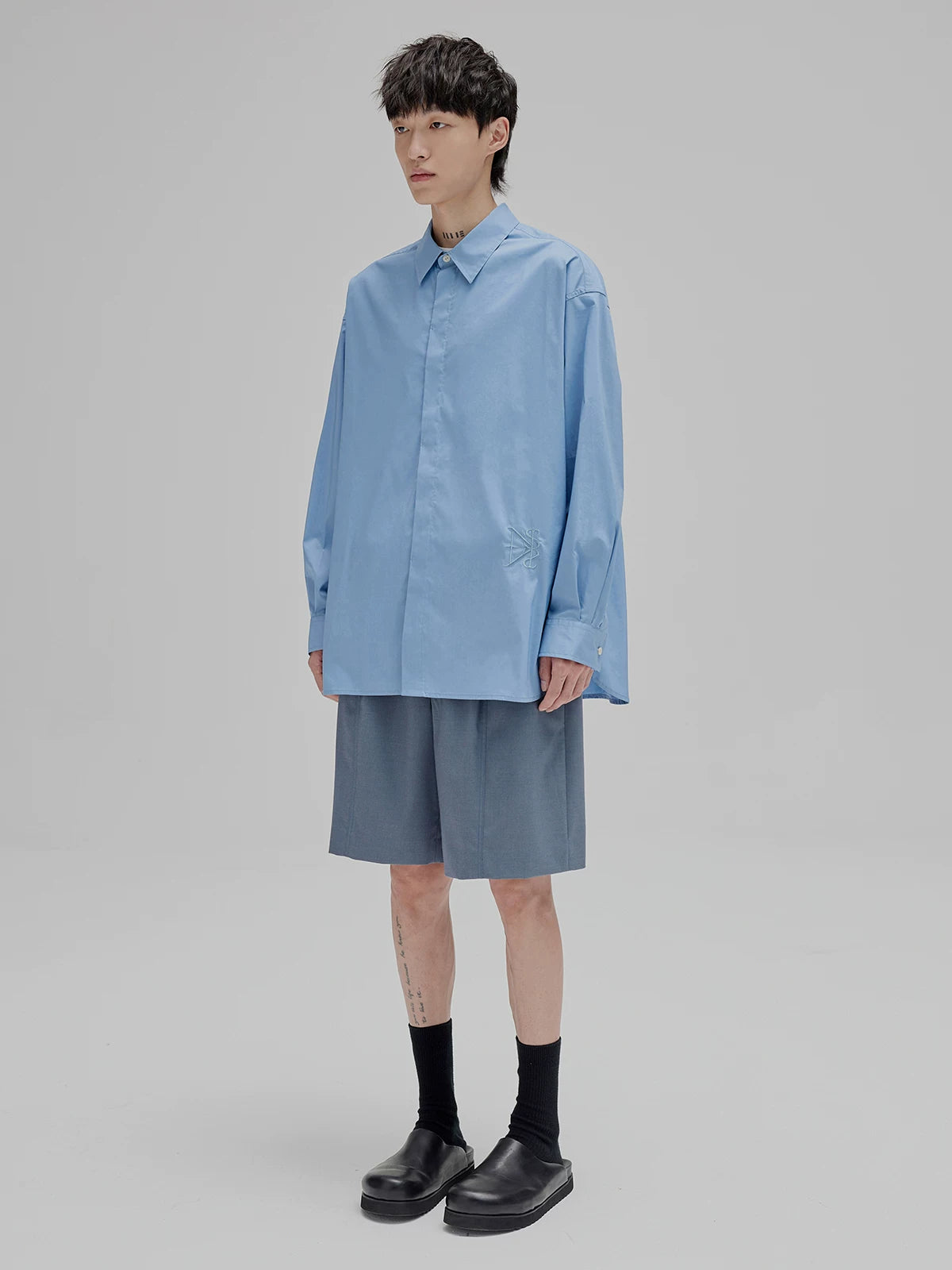 Basic Embroidered Pima Cotton Blend Shirt