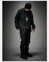 Dark Waxed Oversized Denim Shirt Jacket