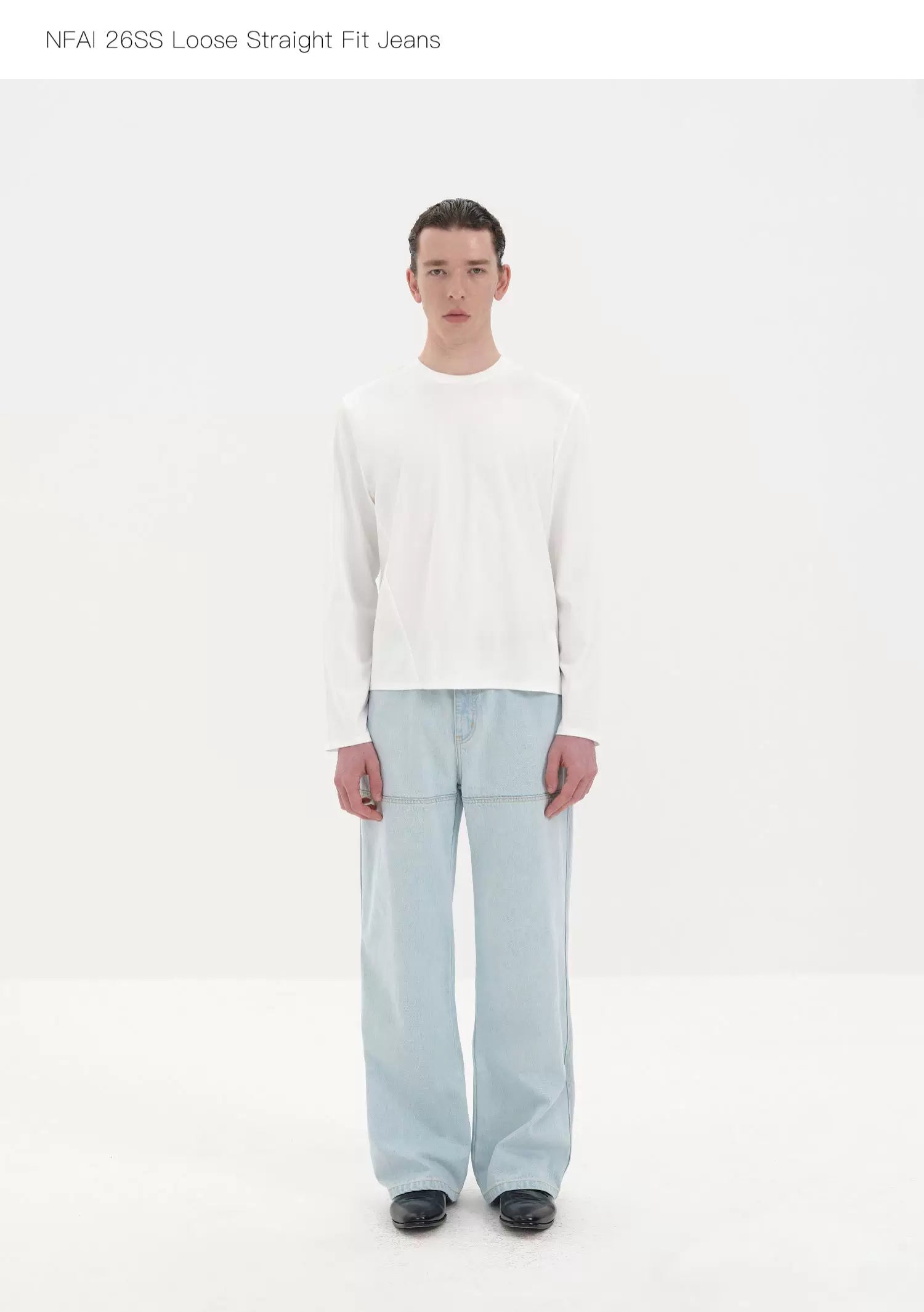 Fitted Straight Leg Patchwork Black-White-Blue Jeans