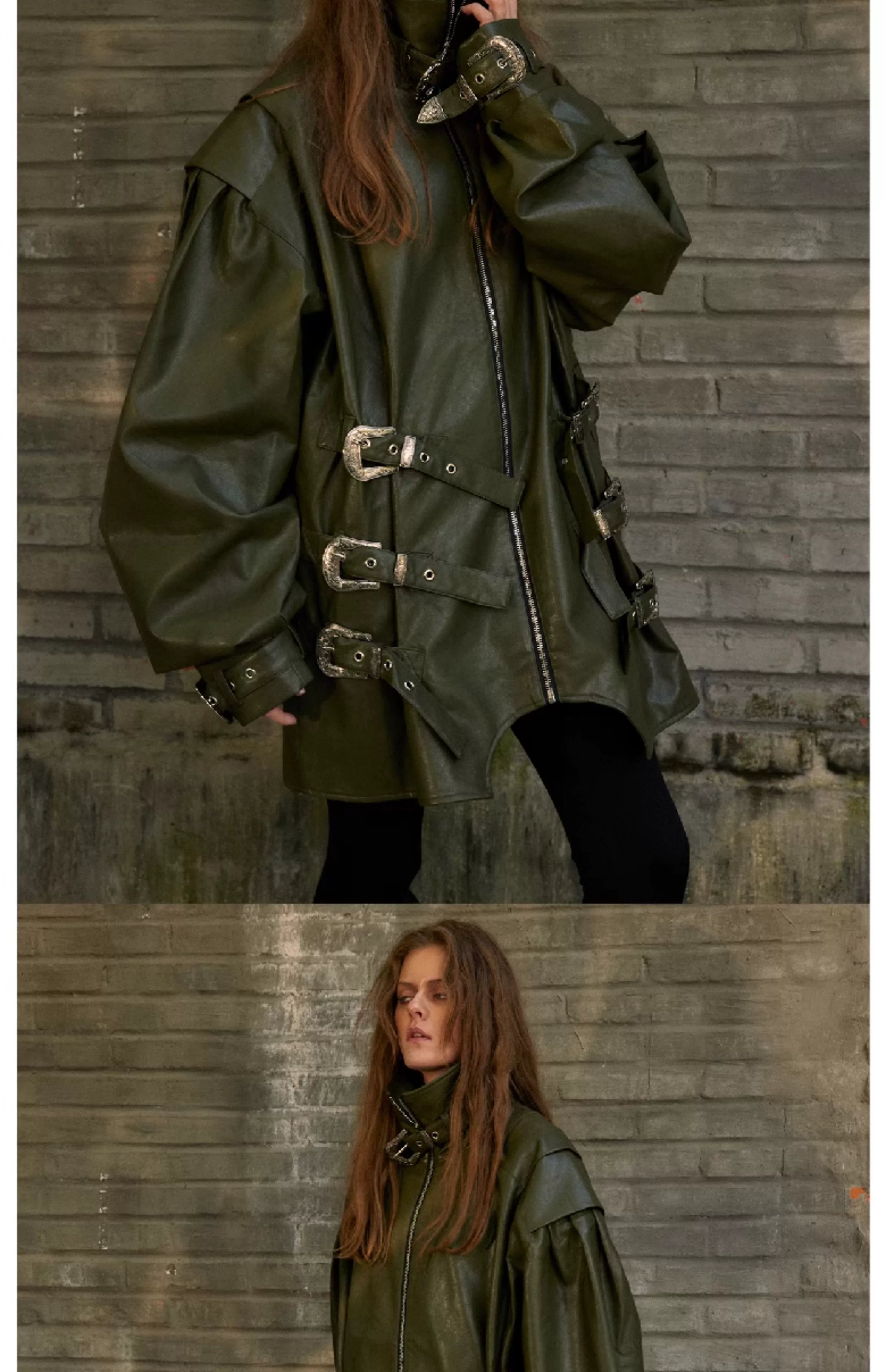 Loose Riveted Punk Leather Jacket