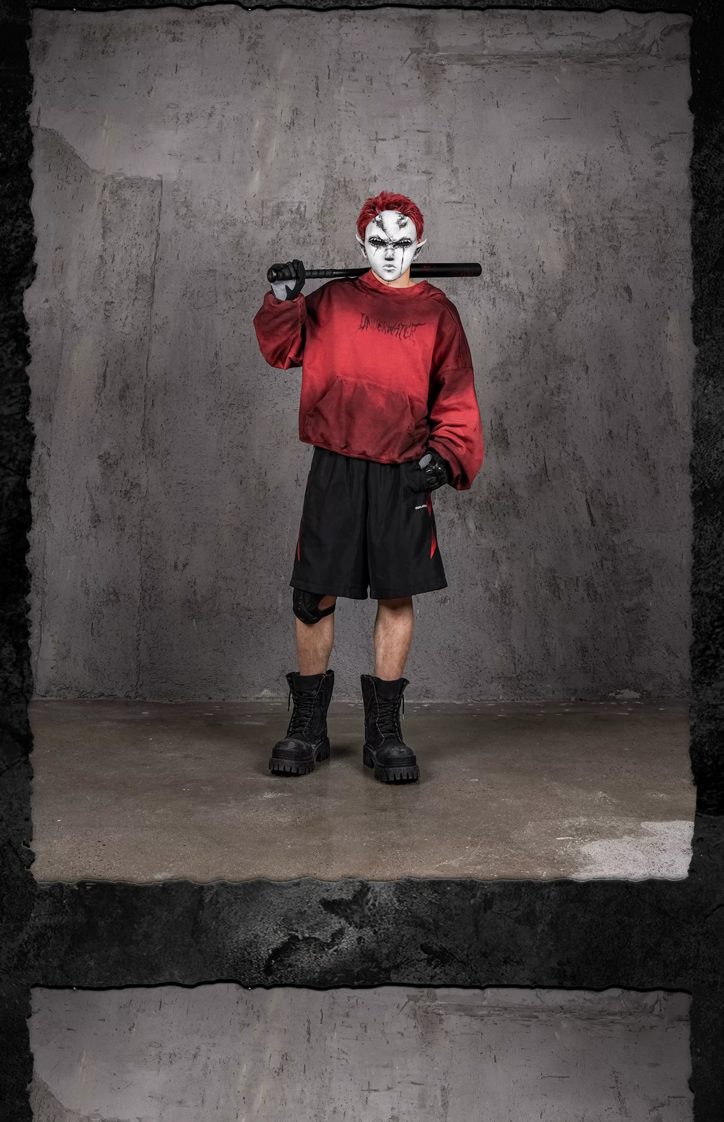 Loose Distressed Color Block Bloodfang Shorts