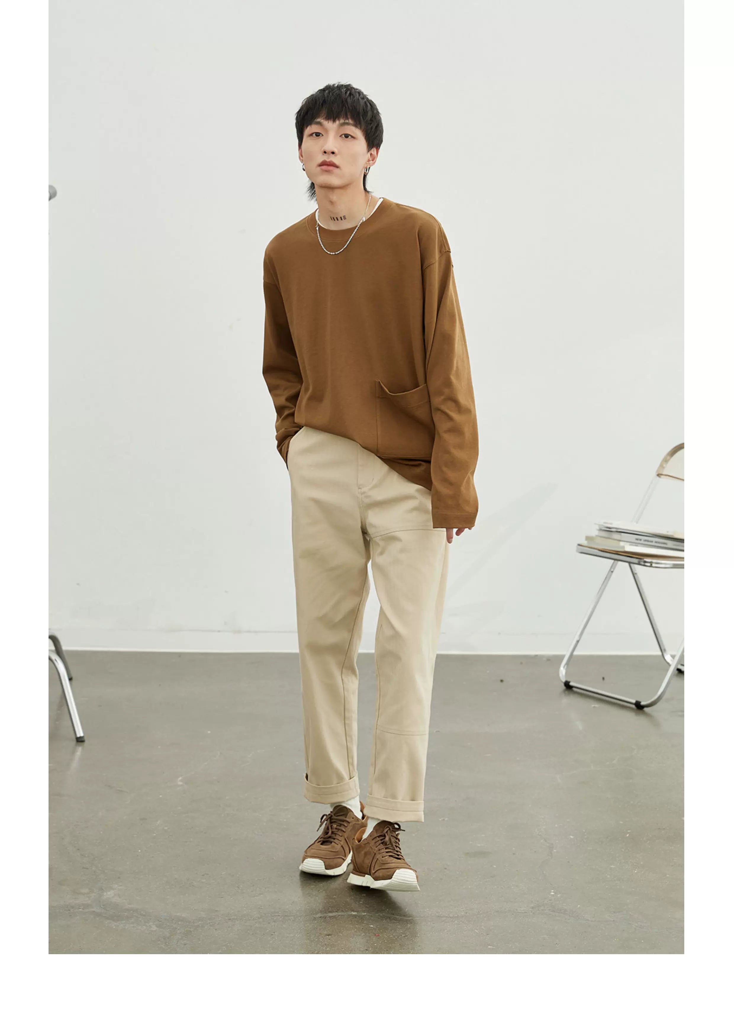Vintage Herringbone Elastic Waist Cargo Pants