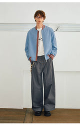 Men's Loose Color Block Bomber Jacket