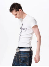 Men's Slim Fit Headphone Cross Tee