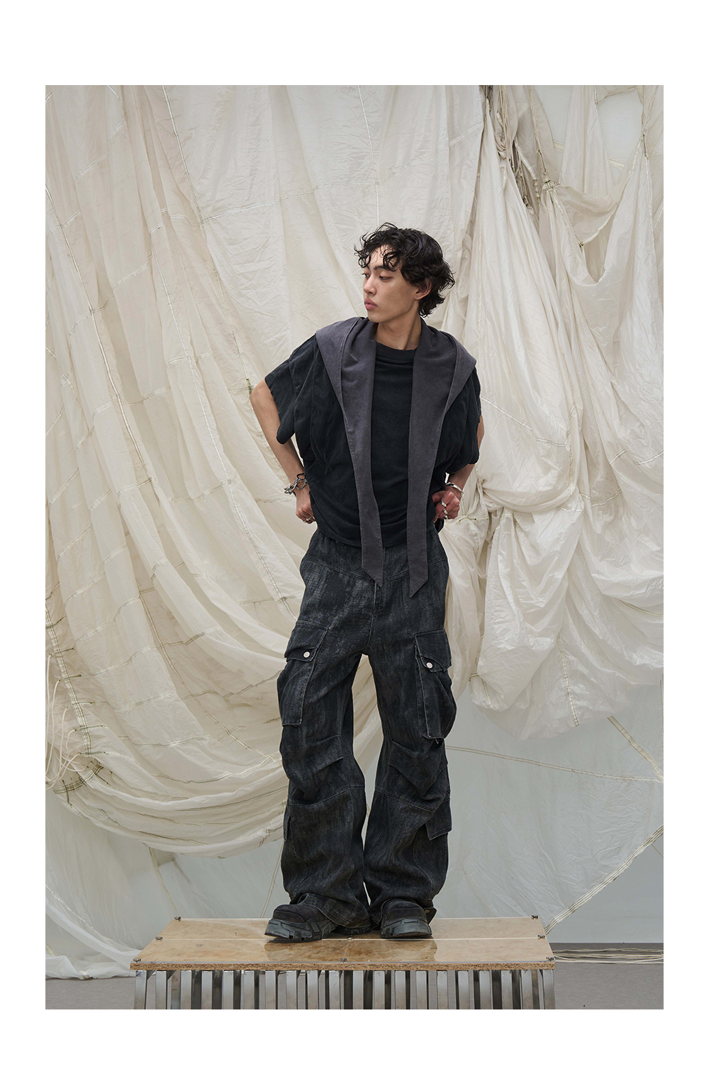 Detachable Hood Short-Sleeve Ring Cut Tees