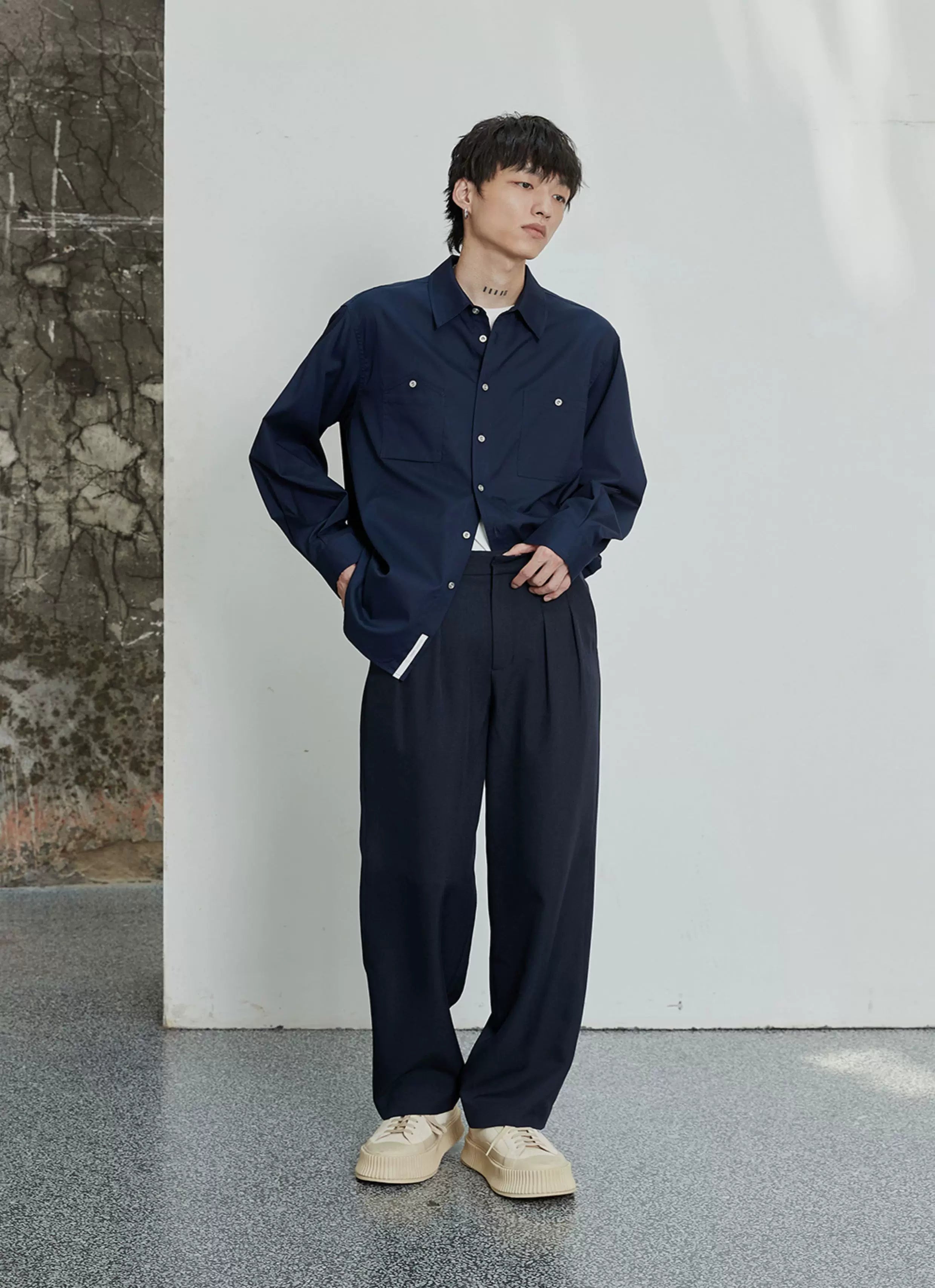 Pleated Wide Leg Suit Pants