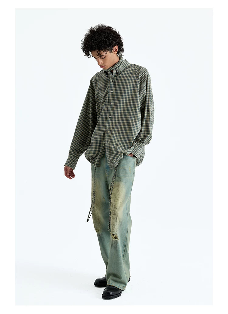 Plaid Jacquard Button-Down Cotton Shirt
