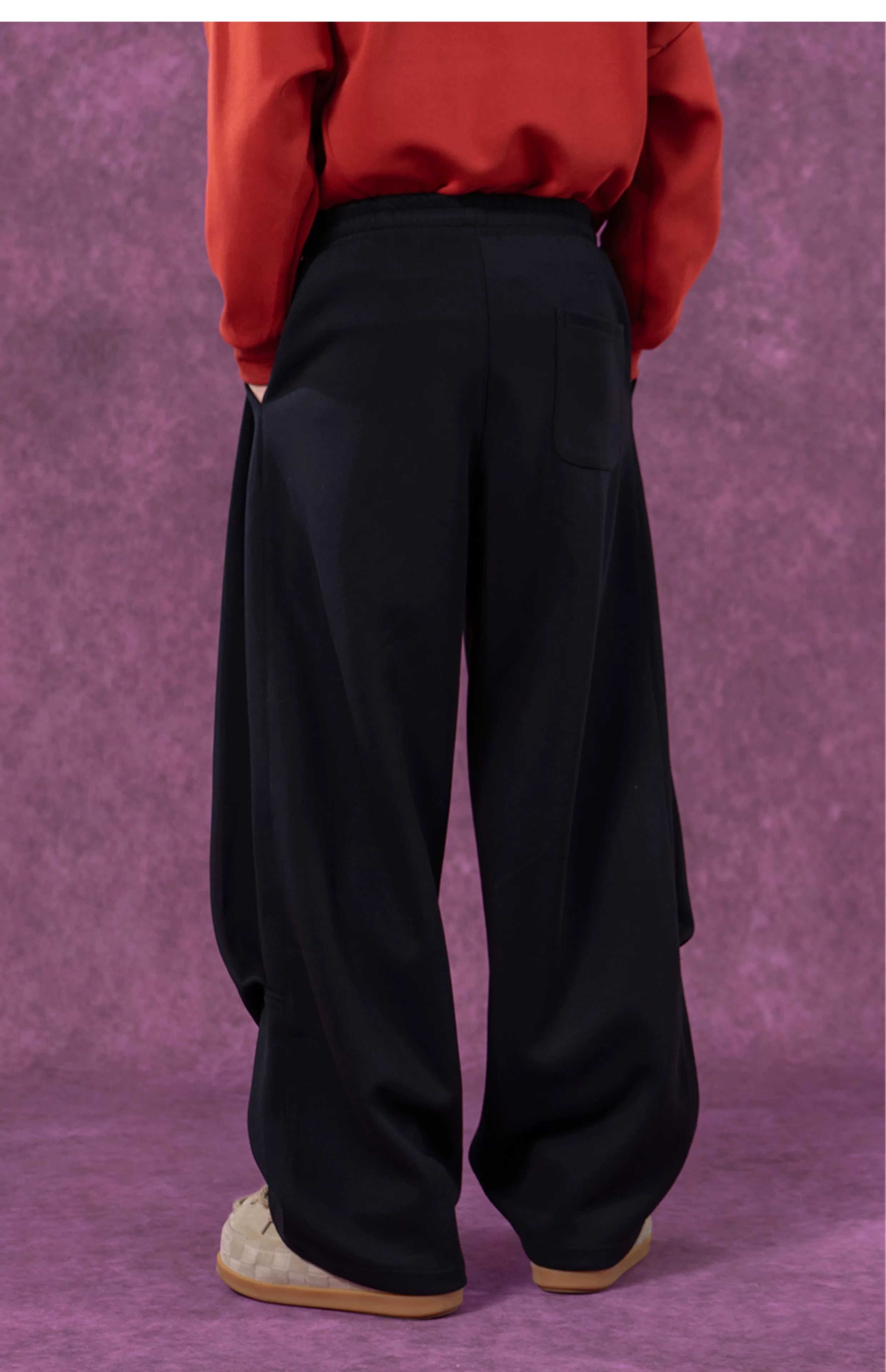 Gray Black Elastic Waist Sweatpants