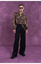 Black High Waist Men's Casual Pants