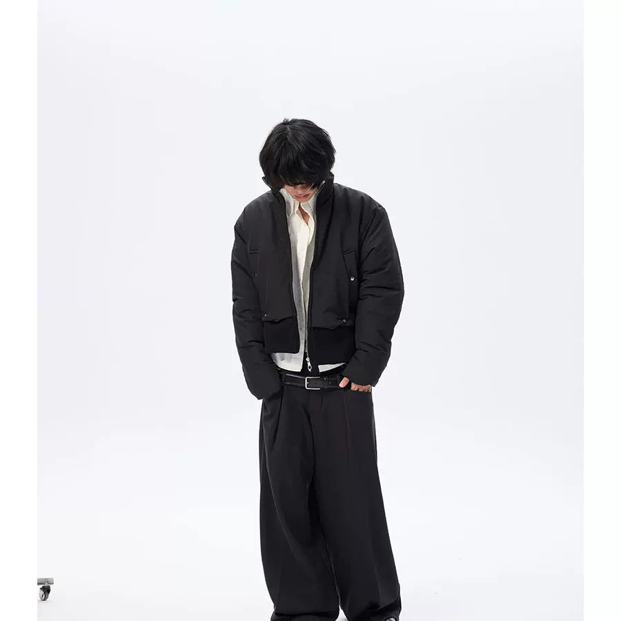 Oversized Curved Sleeves Ribbed Down Jacket