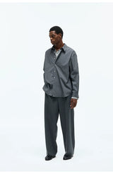 Merino Wool Casual Pleated Straight Pants