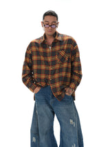 Vintage Oversized Brushed Plaid Shirt