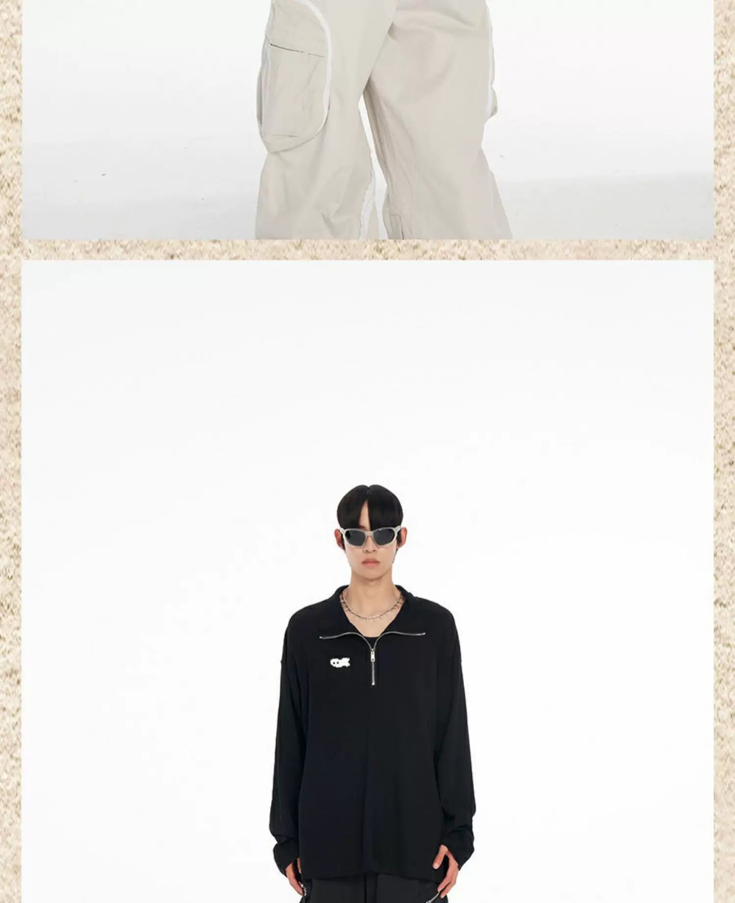 Men's Three-color Turtleneck Zip Long-sleeve Tees