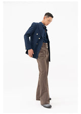 Men's Slim Striped Navy Blazer