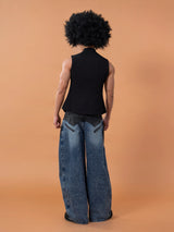 Black Slim Stand Collar Chinese Vest