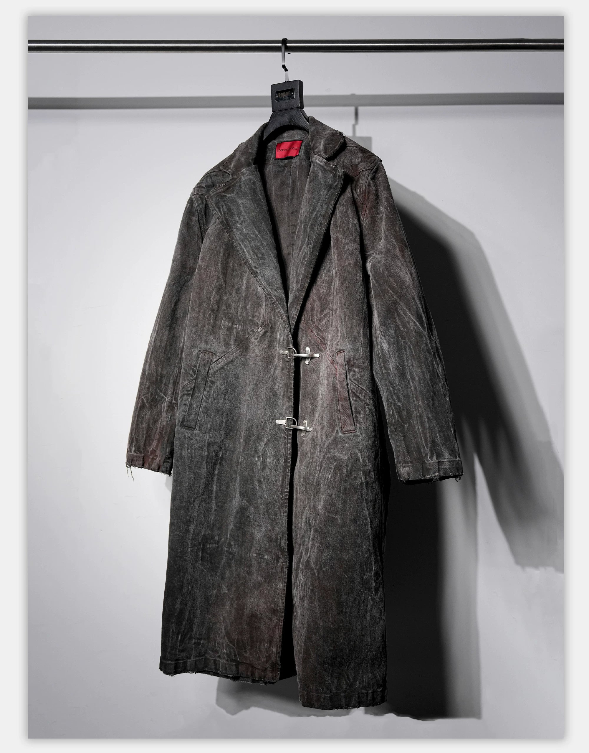 Collared Distressed Tie-dye Denim Coat