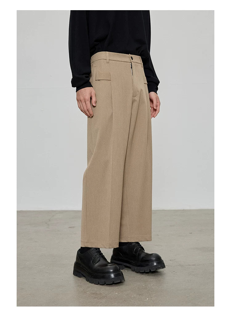 Casual Cropped Elastic Waist Pants