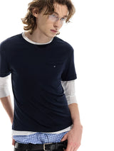 Lightweight Colorblock Two-in-one Three-quarter Sleeve Tee