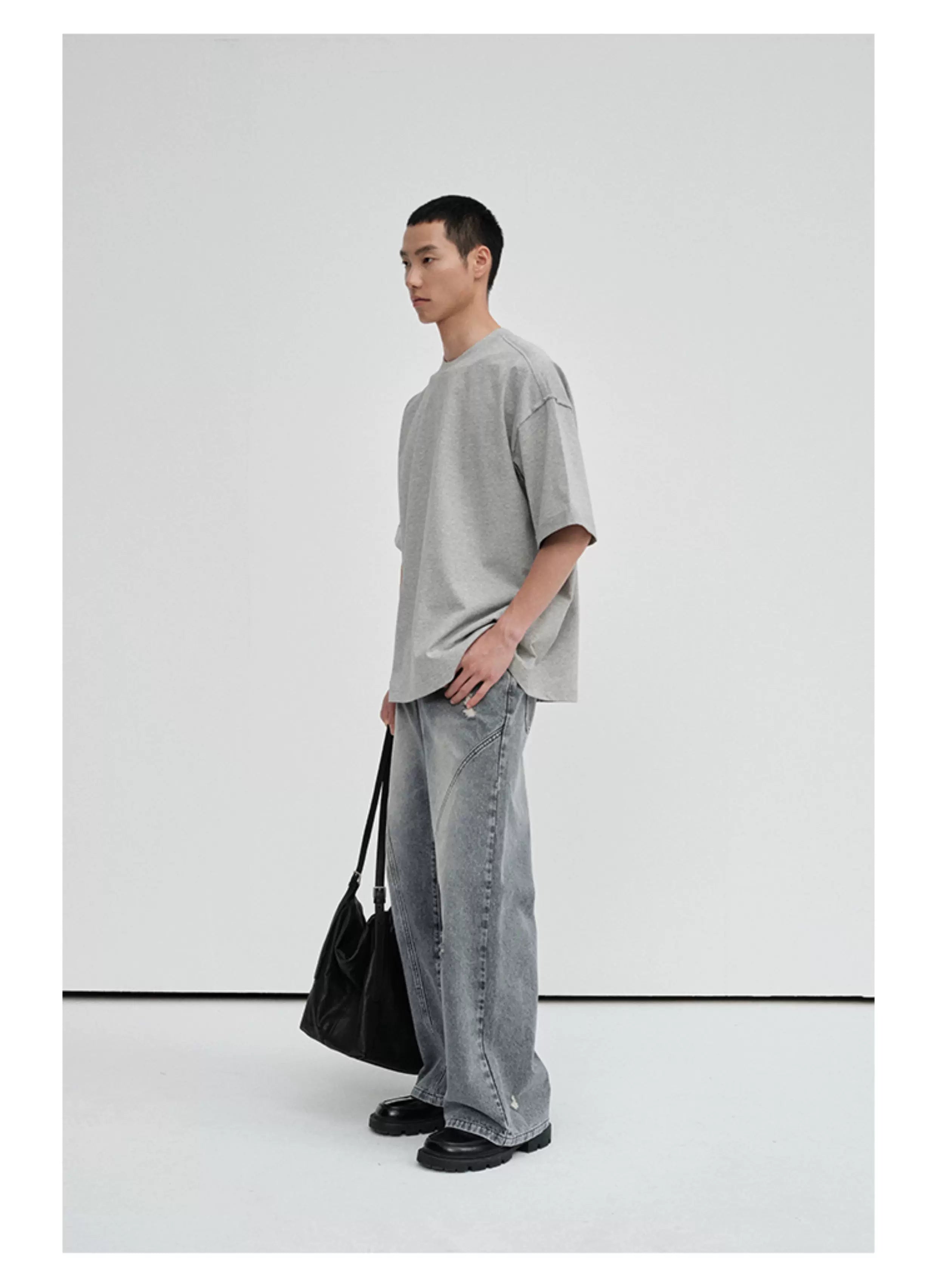 Crew Neck Raw Hem Short-Sleeve Tees