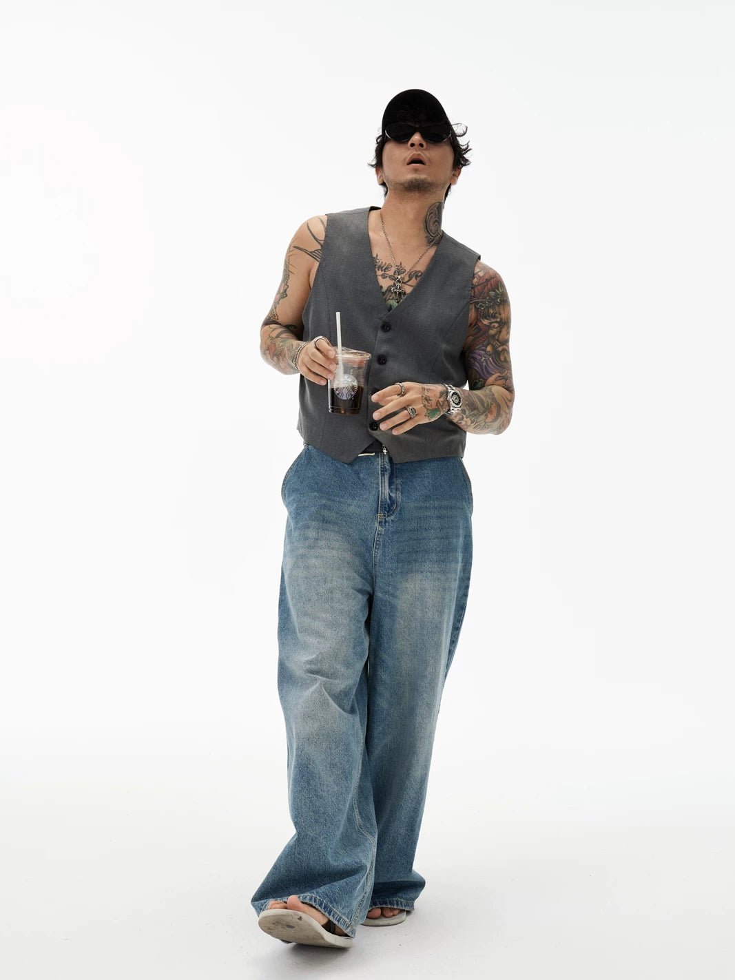 Vintage Sleeveless Grey Suit Vest