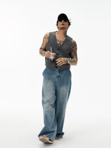 Vintage Sleeveless Grey Suit Vest